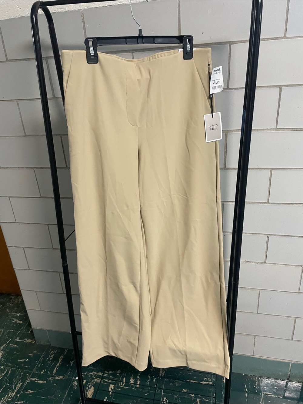 Autre Filles Pull-On Wide-Leg Scuba Knit Trousers in Cream XL